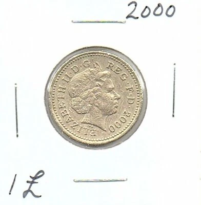 UK England Great Britain Coin 1 Pound 2000 similar to picture used QEII - Image 1 of 4