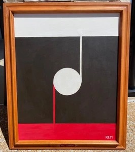 Vintage Abstract Shapes Acrylic Painting Modern Art Wall Hanging Signed Menges - Picture 1 of 8