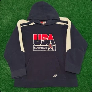 Vintage 90s Nike USA Dream Team Basketball Fleece Hoodie Jacket Youth Size M - Picture 1 of 3