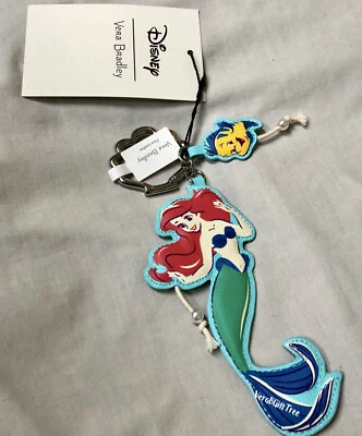 New Vera Bradley Disney ARIEL FLORAL Bag Charm KEY CHAIN Little Mermaid NWT NEW - Image 1 of 3
