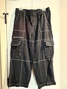 Womens Hot Topic Black & White Stitch Chain Carpenter Pants Size L - Picture 1 of 6