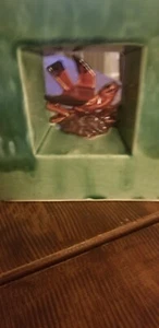 1950's McCoy Arcature double shadow box square vase green w/ red bird, RARE! - Picture 1 of 12
