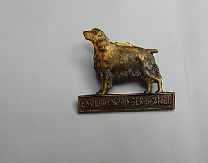 vintage 1980's English Springer Spaniel Dog Badge bronze finish