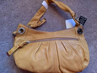 NWT B Makowsky Leather Handbag Shoulder Bag Hobo Purse Mustard Color - Image 1 of 4