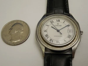 CONCORD SOLID STEEL 35MM STEEPLECHASE DATE MEN'S WATCH STEEPLE CHASE NEEDS BEZEL - Picture 1 of 7