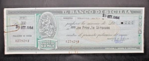 1964 - BANCO DI SICILIA POLIZZINO DI CASSA L . 200 precursore miniassegni - Foto 1 di 2