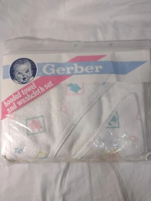 NOVA Toalha com Capuz Vintage Gerber Baby com Toalha 1989 Fabricada nos EUA Algodão 30 X 36 - Imagem 1 de 4