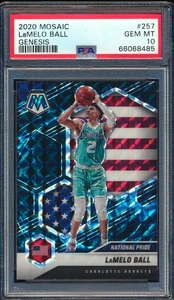 2020-21 PANINI MOSAIC LAMELO BALL GENESIS NATIONAL PRIDE RC #257 HORNETS PSA 10 - Picture 1 of 2