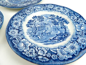LIBERTY BLUE MONTICELLO BREAD PLATES (7) STAFFORDSHIRE IRONSTONE, ABOUT 5 3/4" - Picture 1 of 8
