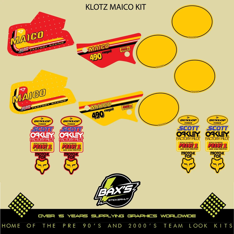 1981 Maico 490 440 250 Klotz Gp Kit VMX Grafica Decalcomanie Evo x Adesivi MX - Immagine 1 di 1
