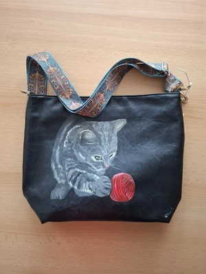 Tasche Shopper Beuteltasche Handtasche Schultertasche Umhängetasche handbemalt - Bild 1 von 4