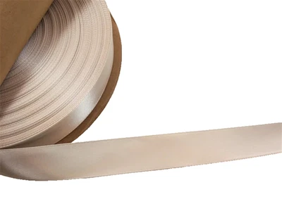 Offray Sand Dune Beige Double-Face Satin Ribbon 7/8" x 10 yards Champagne B46 - Image 1 of 4