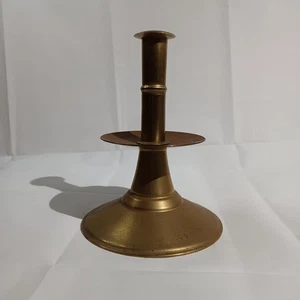 Large 17th Century Style England Brass Drip Candlestick Reproduction  - Picture 1 of 6