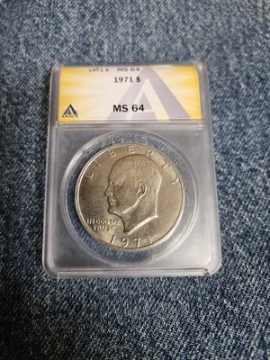 1971 EISENHOWER DOLLAR Certified Anacs MS64 - Image 1 of 4