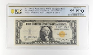1935 A $1 North Africa WWII Emergency Issue Fr#2306 About Unc 55 PPQ PCGS *4516 - Picture 1 of 3