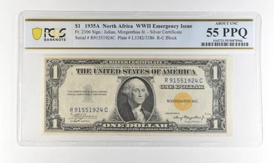 1935 A $1 North Africa WWII Emergency Issue Fr#2306 About Unc 55 PPQ PCGS *4516 - Image 1 of 3