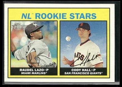 2016 Topps Heritage #185 NL Rookie Stars (Raudel Lazo / Cody Hall) - Image 1 of 2