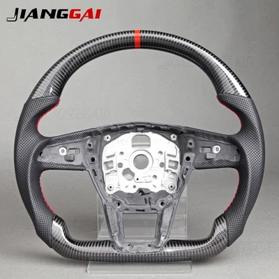 Real Carbon Fiber Steering Wheel Red Line For Audi C8 A6 A7 S6 S7 S8 RS6 2019-24 - Image 1 of 4