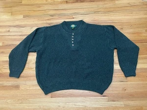 Cabela's Men's XL Green Henley Acrylic Sweater Knitted Cozy Grandpa Cottagecore - Picture 1 of 10
