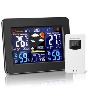 Geevon Digital Weather Station Termometro Wireless per Interni Ed Esterni, Termo - Foto 1 di 14