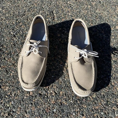 男式 Timberland 雪松灰色皮革乐福鞋船鞋 11 码状况良好! — 第 1/4 张图片