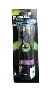 New Duracell Rechargeable Sync & Charge USB Cable 10 Ft Fabric Cord Hi-Performan - Picture 1 of 2