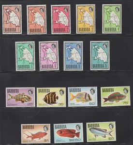 BARBUDA 1968-70 Maps & Fish Set sc#'s 12-28 (missing #21) MNH Ref 16C - Picture 1 of 1