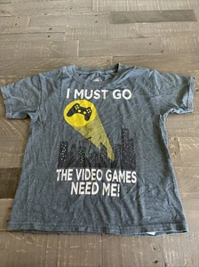 Video Games Boy's T-Shirt I Must Go The Video Games Need Me Size M 8 Gray - Picture 1 of 3