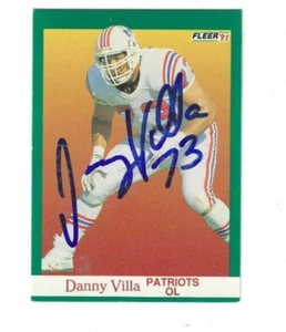 Signierte handsignierte DANNY VILLA New England Patriots 1991 Fleer Card #146 COA - Bild 1 von 1