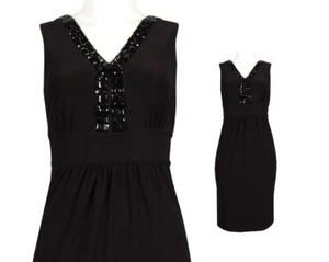 Another Thyme Black Beaded Vneck Dress - Bild 1 von 3