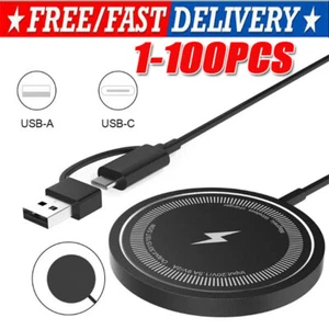 15W Magnetic Fast Wireless Charger Pad For SamsungS24 Ultra iPhone 16 15 Pro LOT - Picture 1 of 17