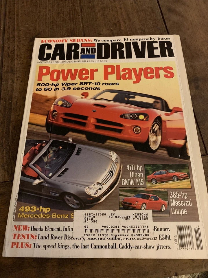 Car And Driver Magazine November 2002 BB4 - Image 1 of 1