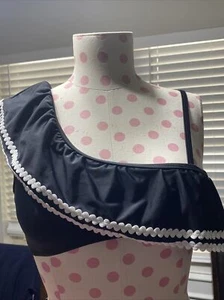 swim top Girl's Size 14 black One Shoulder Ruffle Bikini Swim Top - Picture 1 of 5