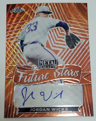 Jordan Wicks Card 2021 Leaf Metal Draft Future Stars Auto Orange Wave /4 Cubs - Image 1 of 4