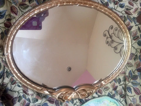 SPECIAL SALE Beautiful oval mirror with gold frame Cover