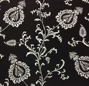 Koplavitch & Zimmer Sroboda Black EMBROIDERED FLORAL 100% SILK FABRIC BTY 52"W - Picture 1 of 7