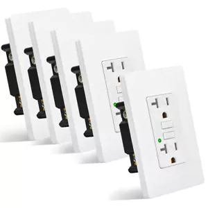 (5 PIEZAS) 20 Amp GFCI TR WR Salida/Resistente a Manipulaciones/Resistente a la intemperie/ETL Blanco - Imagen 1 de 8
