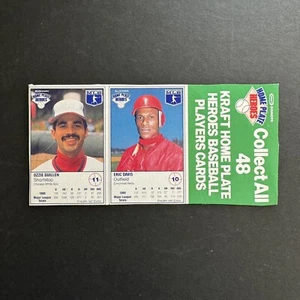 1987 Kraft Box Panel Home Plate Heroes Cards #10 Eric Davis & #11 Ozzie Guillen - Picture 1 of 9