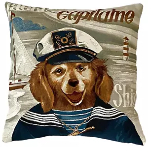 NEU 17" 43CM BELGISCHER GOBELIN KISSENBEZUG, KAPITÄN HUND G426 - Bild 1 von 7