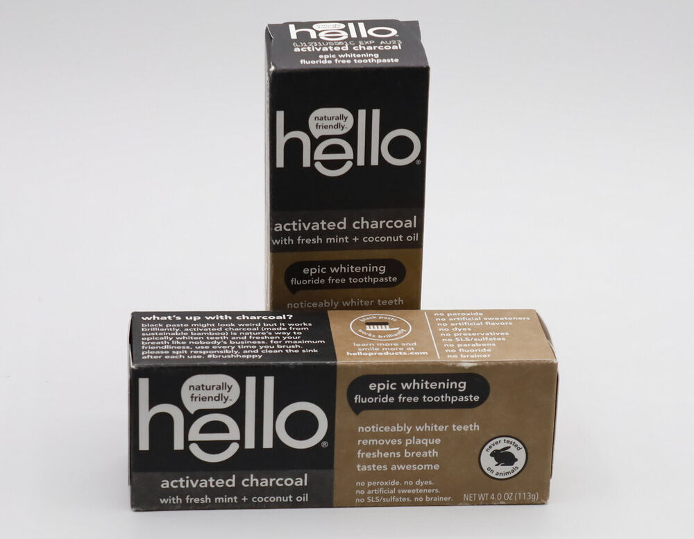 Charcoal Toothpaste Hello Activated Mint Coconut Whitening  4oz Qty 2