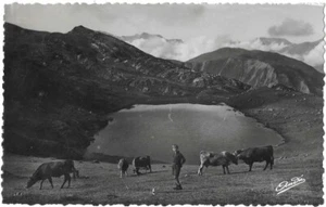 Lac Carrelet 38 Massif des Grandes Rousses postcard written to Mr Vachon de St Étienne - Picture 1 of 2