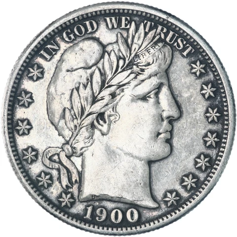 1900 S Barber Half Dollar 90% Silver AU Details Old Cleaning See Pics F503 Cover
