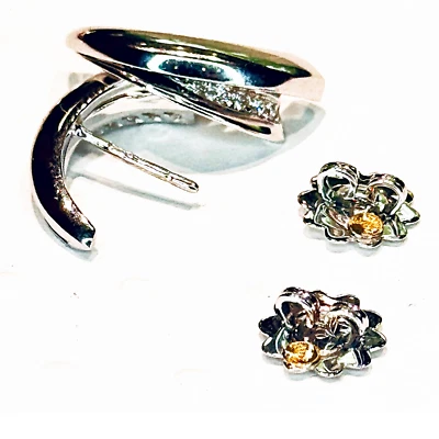 Luca Carati  18k White Gold Diamond Earrings - Image 1 of 4