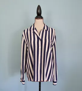 Size 6 CLIFFORD & WILLS Blouse VINTAGE Striped 100% SILK Button-up Women's - Bild 1 von 12
