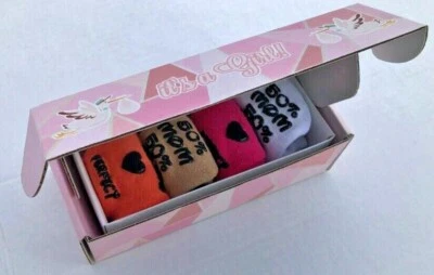 Calcetines Bebé - 100% Algodón Orgánico - Citas Divertidas - Recién Nacido 0-6 Meses - Caja Rosa Foto 1 de 4