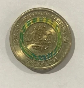 2018 $2 Green Commonwealth Games Coat of arms gold coast Two Dollar Coin CIRC - Picture 1 of 2
