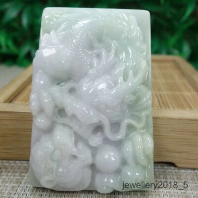 Certified Light green+Purple 100%Natural A jadeite jade Pendant~Dragon Tiger龙腾虎跃 - Image 1 of 4