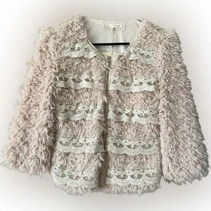 AREVE NWT - Size Medium long Sleeve jacket Lace detailing Cream Ruffle - Picture 1 of 6