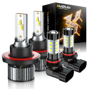 For 2006-2010 Hummer H3 6000K LED Headlight Hi/Lo + Fog Light Bulbs Combo 4x - Picture 1 of 17