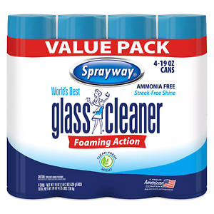 GLASS FOAMING CLEANER CLEAN SHINE, FRESH SCENT  ((4 CANS, 19 oz CANS))